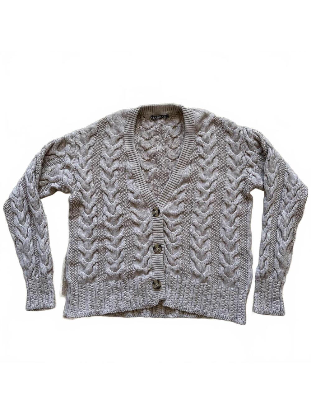 Alashan Cashmere Cable‎ Knit Cardigan Minimalist Luxury Knit Women's Size Medium